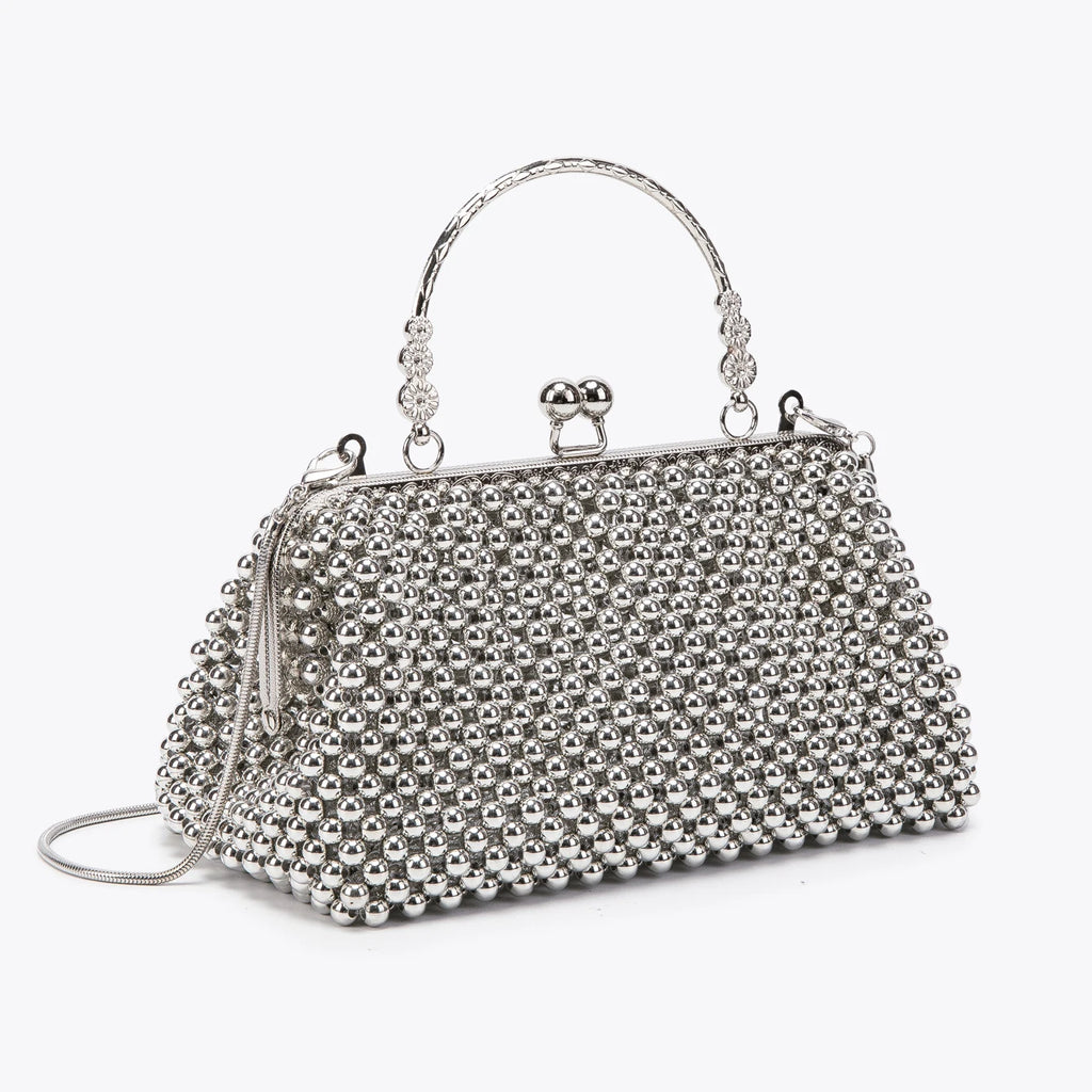 Women's Pearl Embellished ABS Frame Clutch Bag – Evening & Wedding, 6 Colors