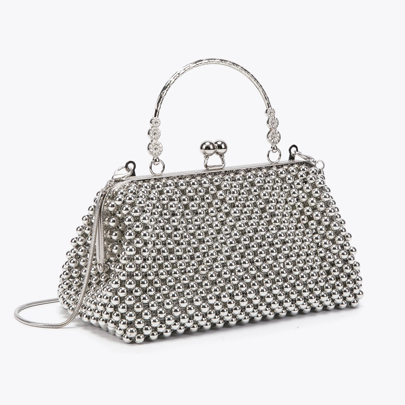 Women's Pearl Embellished ABS Frame Clutch Bag – Evening & Wedding, 6 Colors