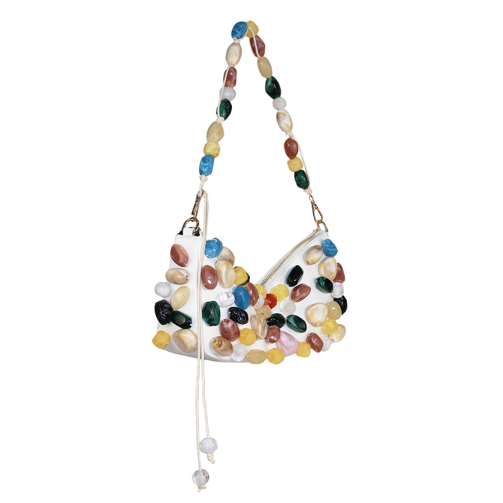 Women's PU Leather Stone Embellished Clutch Shoulder Bag – Wedding & Party, 2 Colors