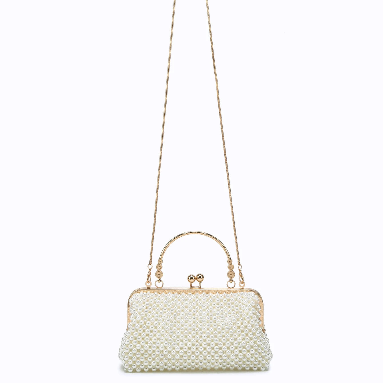 Women's Pearl Embellished ABS Frame Clutch Bag – Evening & Wedding, 6 Colors