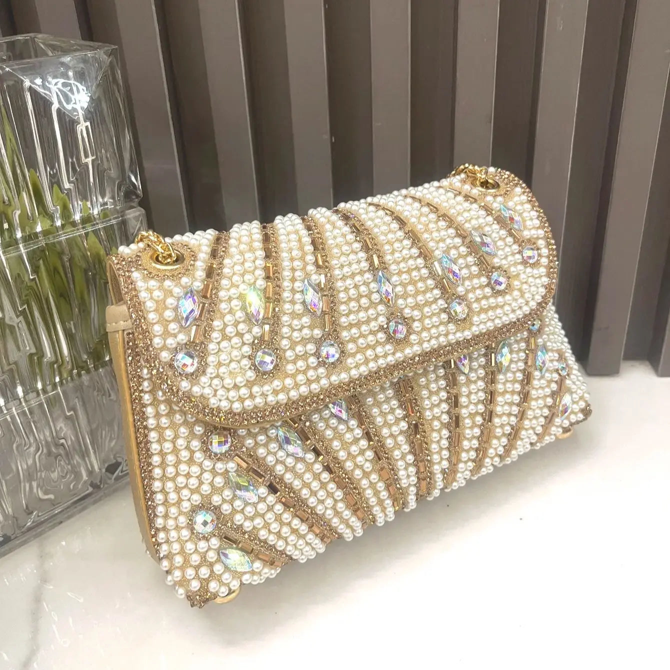 Women's Crystal Rhinestone Metallic Clutch Bag – Evening & Party, 3 Colors