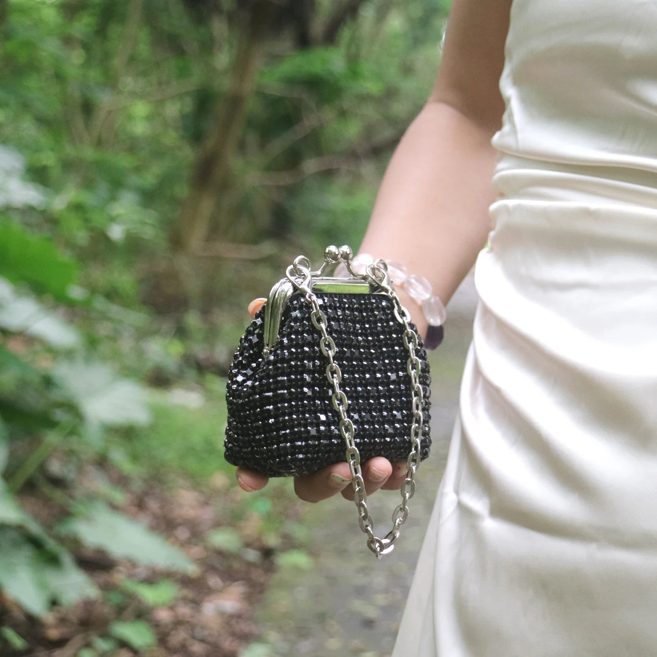 Women's Mini Rhinestone Chain Coin Purse – Card Bag, 3 Colors
