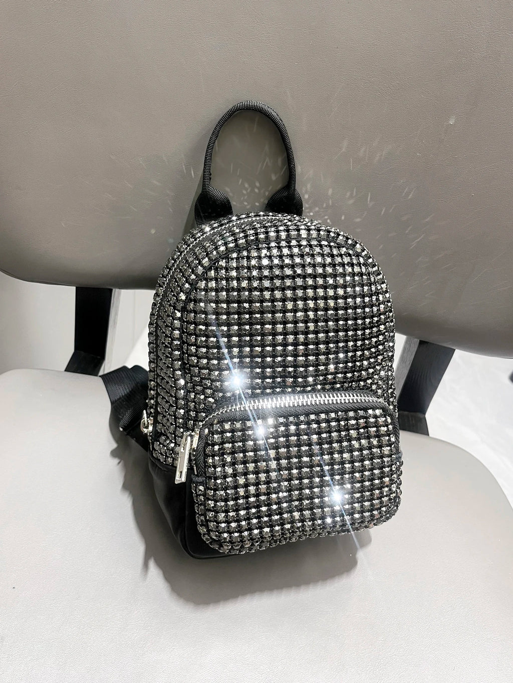 Women's Crystal Rhinestone Metallic Backpack – Mini Size, 4 Colors