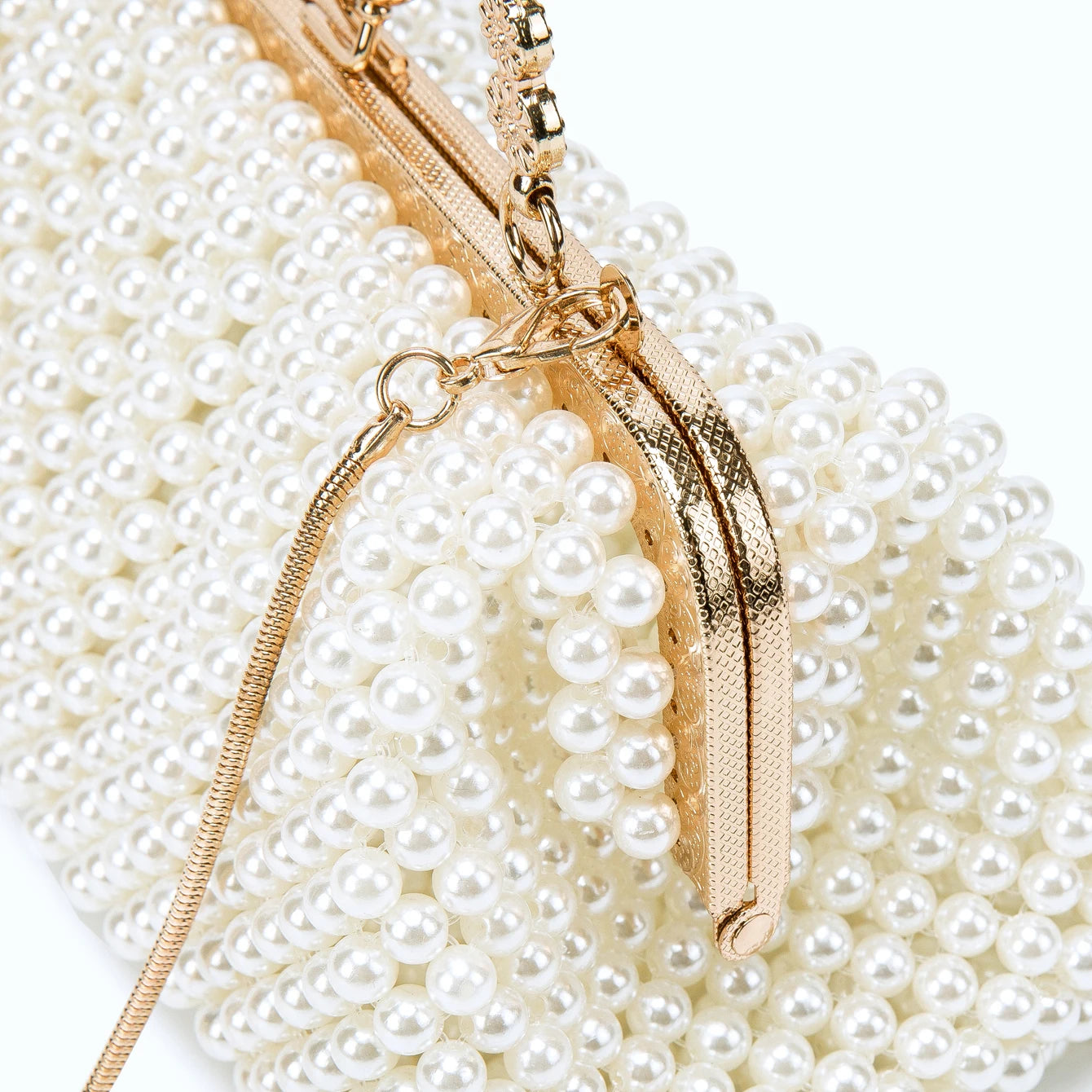 Women's Pearl Embellished ABS Frame Clutch Bag – Evening & Wedding, 6 Colors