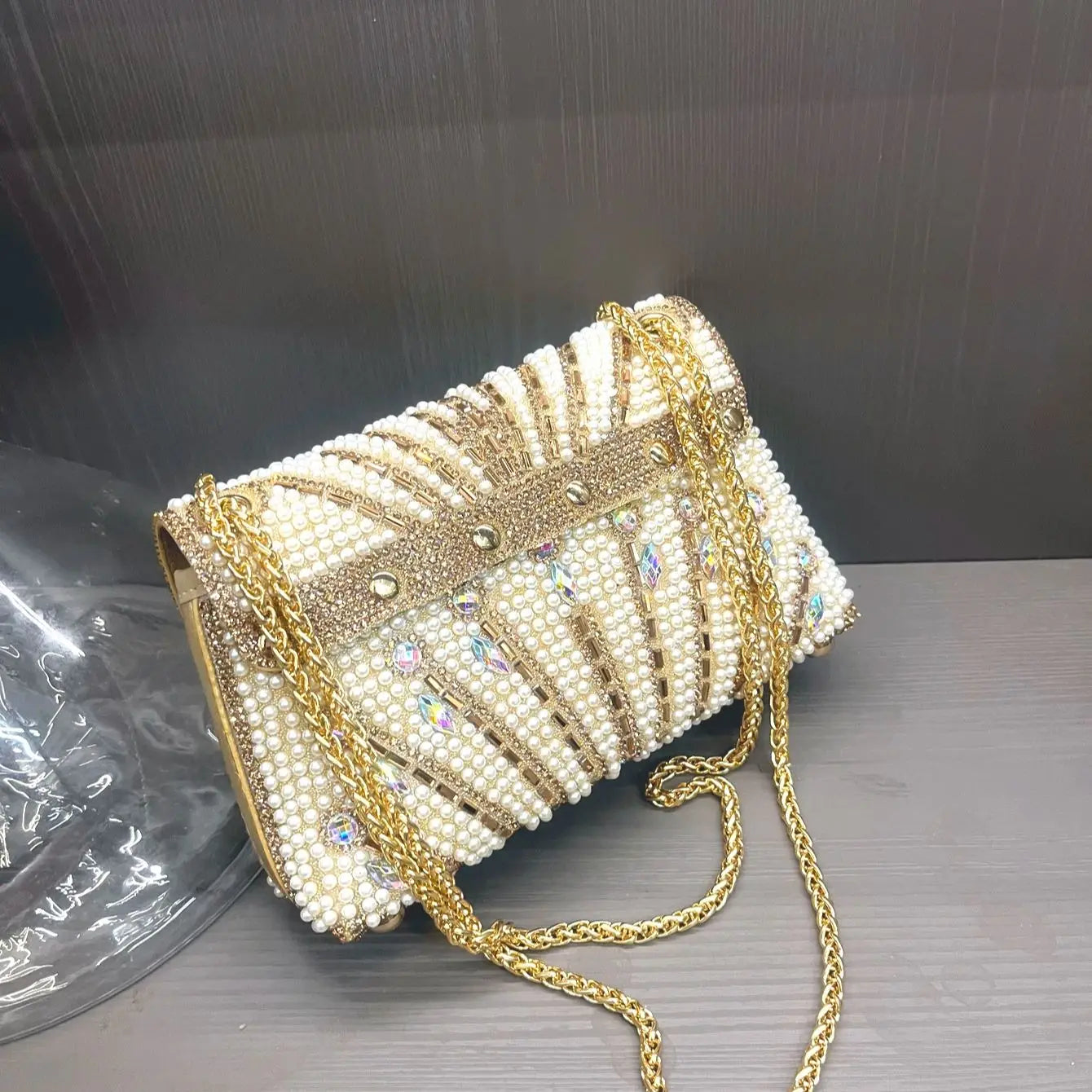 Women's Crystal Rhinestone Metallic Clutch Bag – Evening & Party, 3 Colors