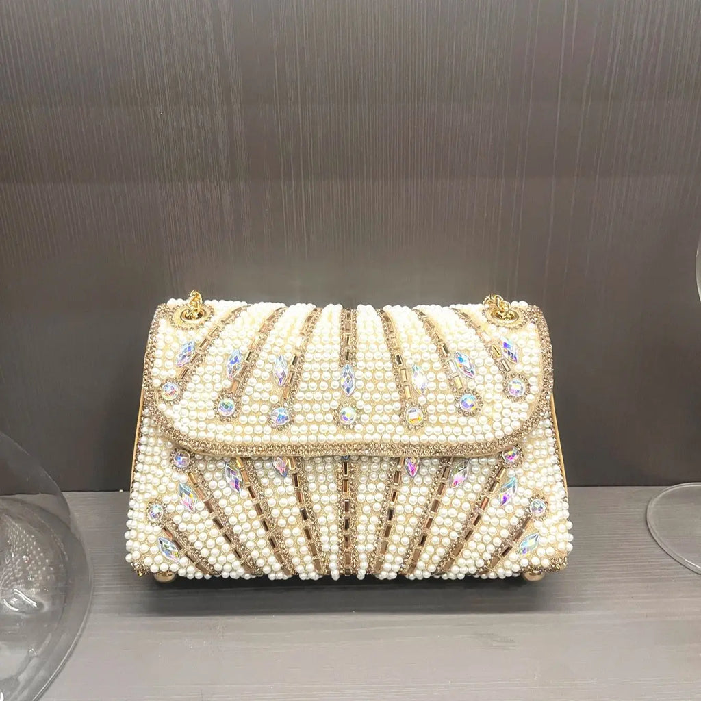 Women's Crystal Rhinestone Metallic Clutch Bag – Evening & Party, 3 Colors