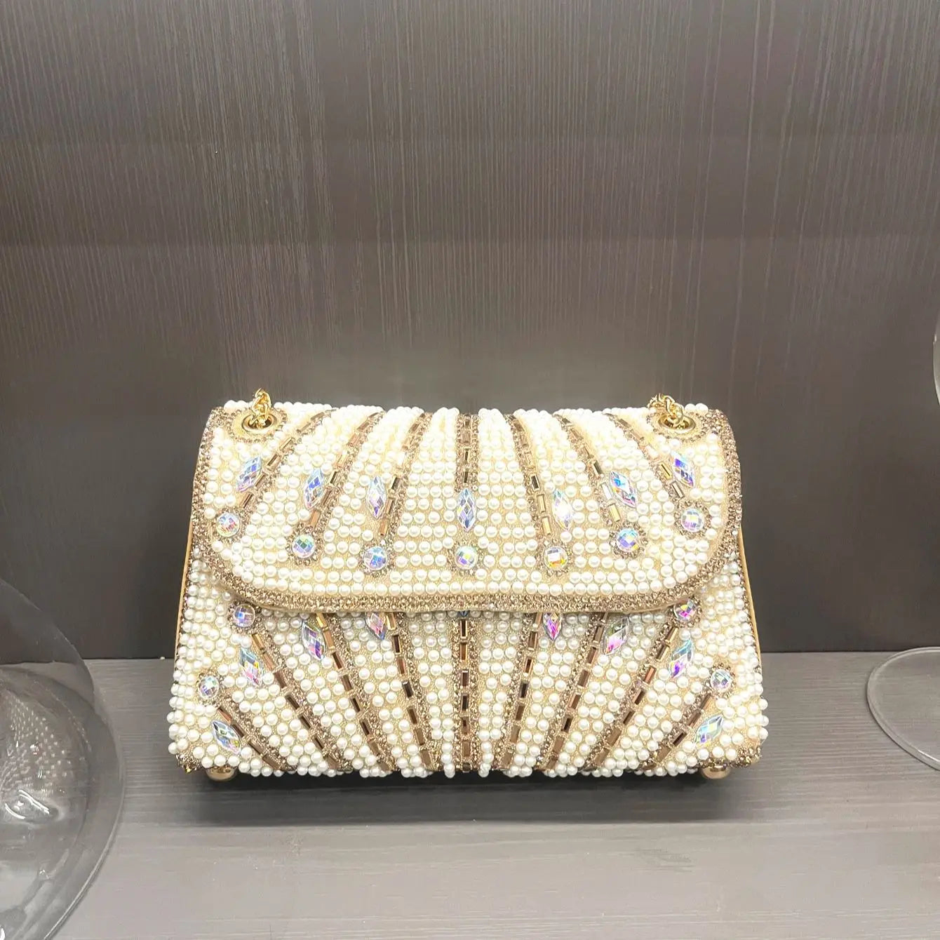 Women's Crystal Rhinestone Metallic Clutch Bag – Evening & Party, 3 Colors
