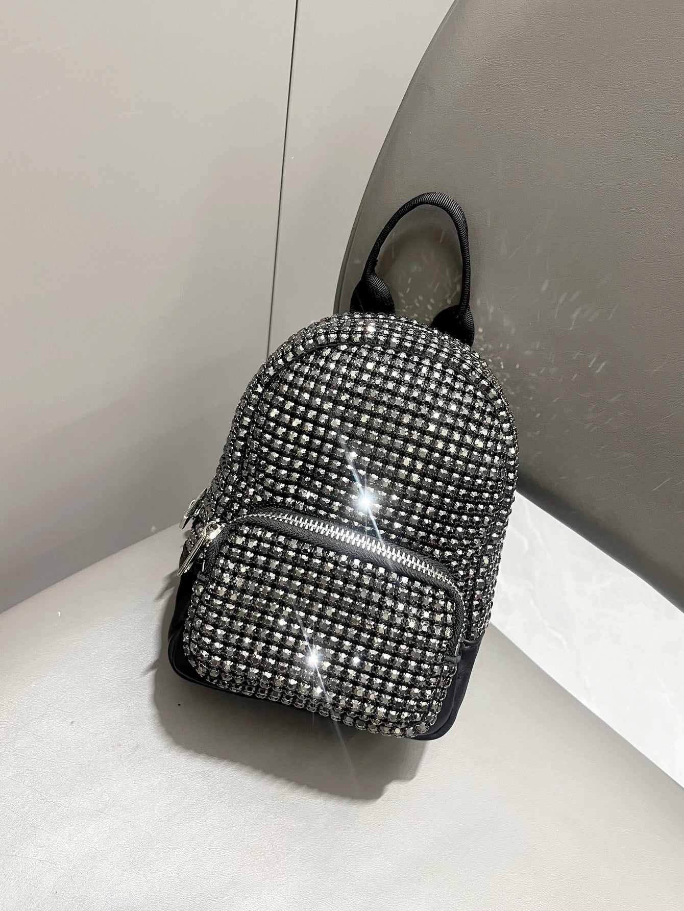 Women's Crystal Rhinestone Metallic Backpack – Mini Size, 4 Colors
