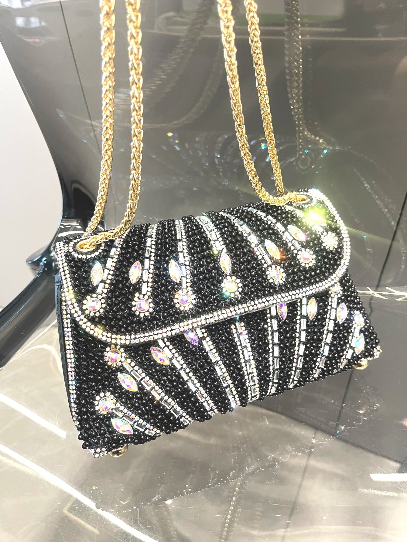 Women's Crystal Rhinestone Metallic Clutch Bag – Evening & Party, 3 Colors