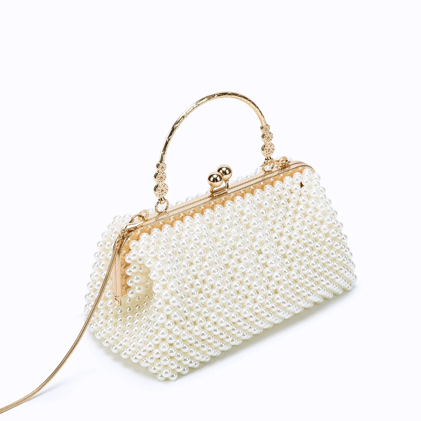 Women's Pearl Embellished ABS Frame Clutch Bag – Evening & Wedding, 6 Colors