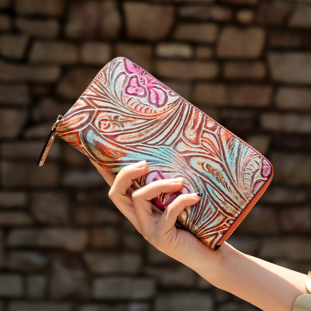Women's Floral PU Leather Long Wallet – Large Capacity Card Holder & Coin Purse, 8 Styles