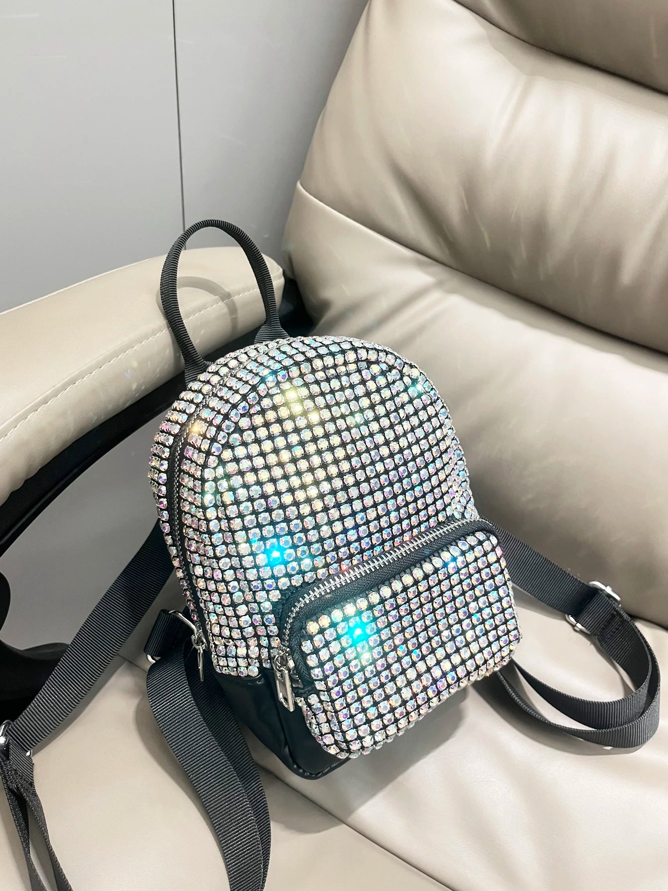Women's Crystal Rhinestone Metallic Backpack – Mini Size, 4 Colors