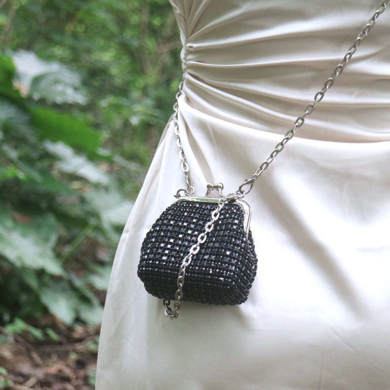 Women's Mini Rhinestone Chain Coin Purse – Card Bag, 3 Colors