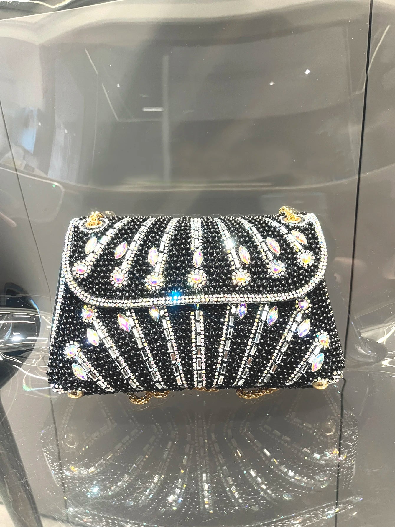 Women's Crystal Rhinestone Metallic Clutch Bag – Evening & Party, 3 Colors