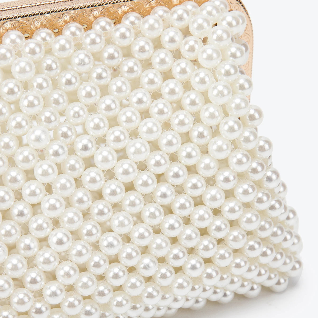 Women's Pearl Embellished ABS Frame Clutch Bag – Evening & Wedding, 6 Colors