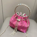 Women's Crystal Rhinestone Bucket Clutch Bag – Evening & Banquet, 7 Colors