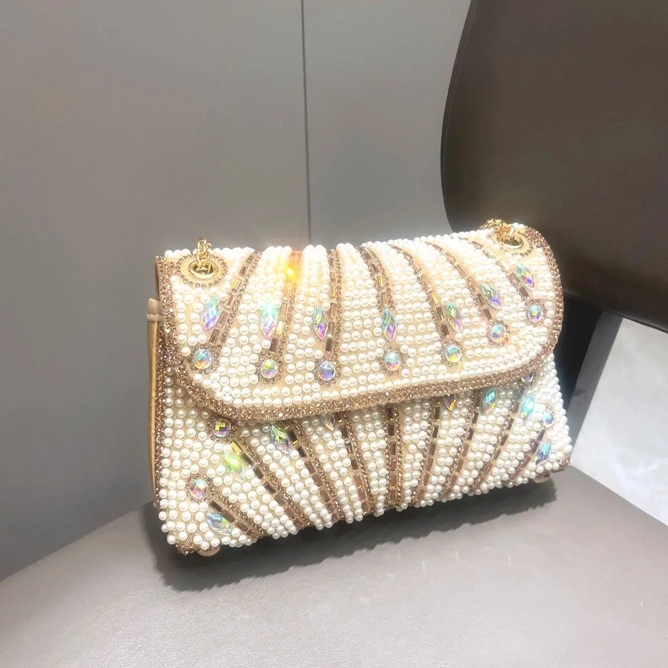 Women's Crystal Rhinestone Metallic Clutch Bag – Evening & Party, 3 Colors