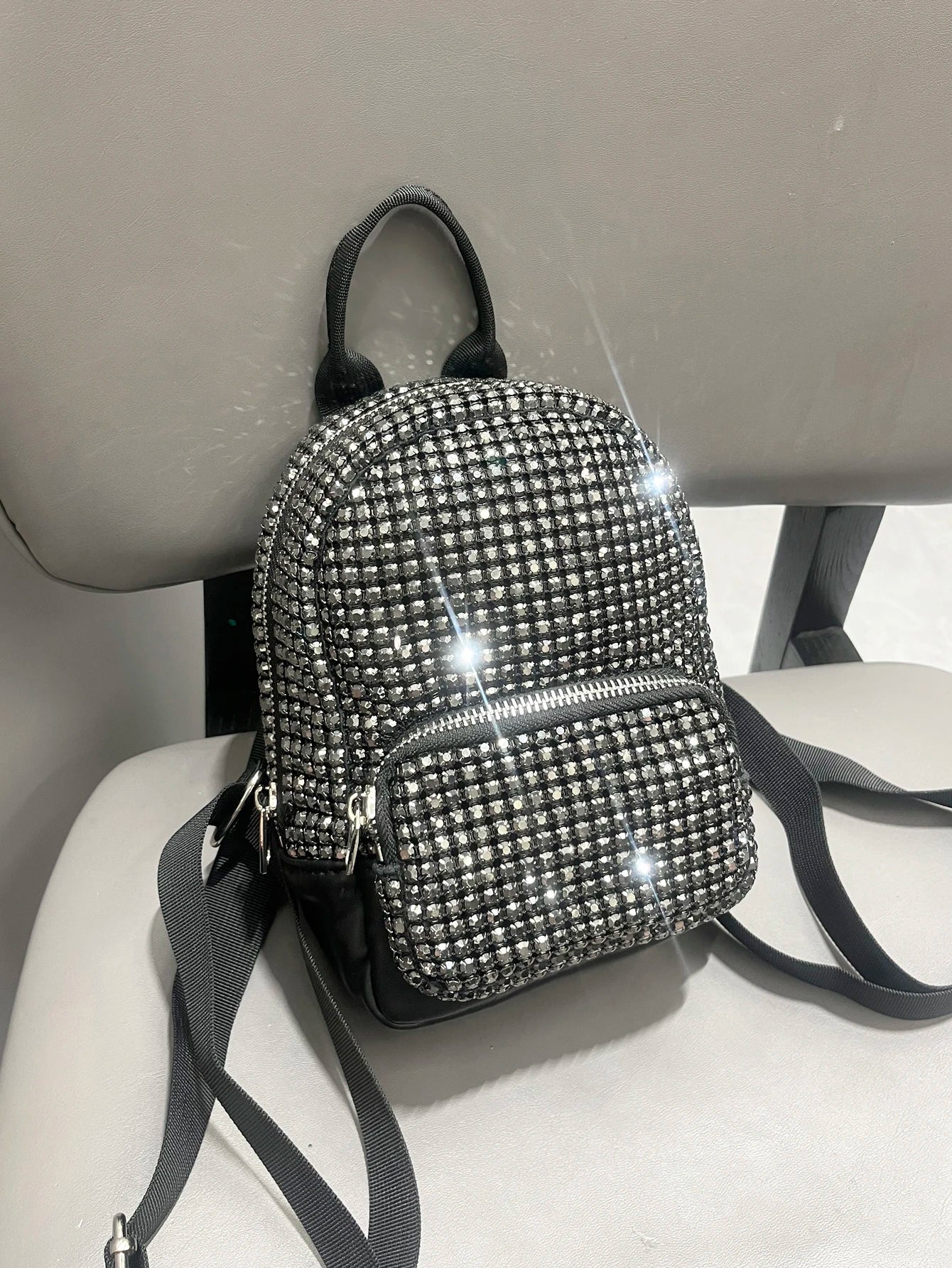 Women's Crystal Rhinestone Metallic Backpack – Mini Size, 4 Colors
