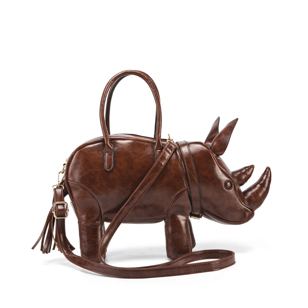 Women's Rhino-Shaped Faux Leather Shoulder Bag – All-Season Novelty Handbag, 5 Colors