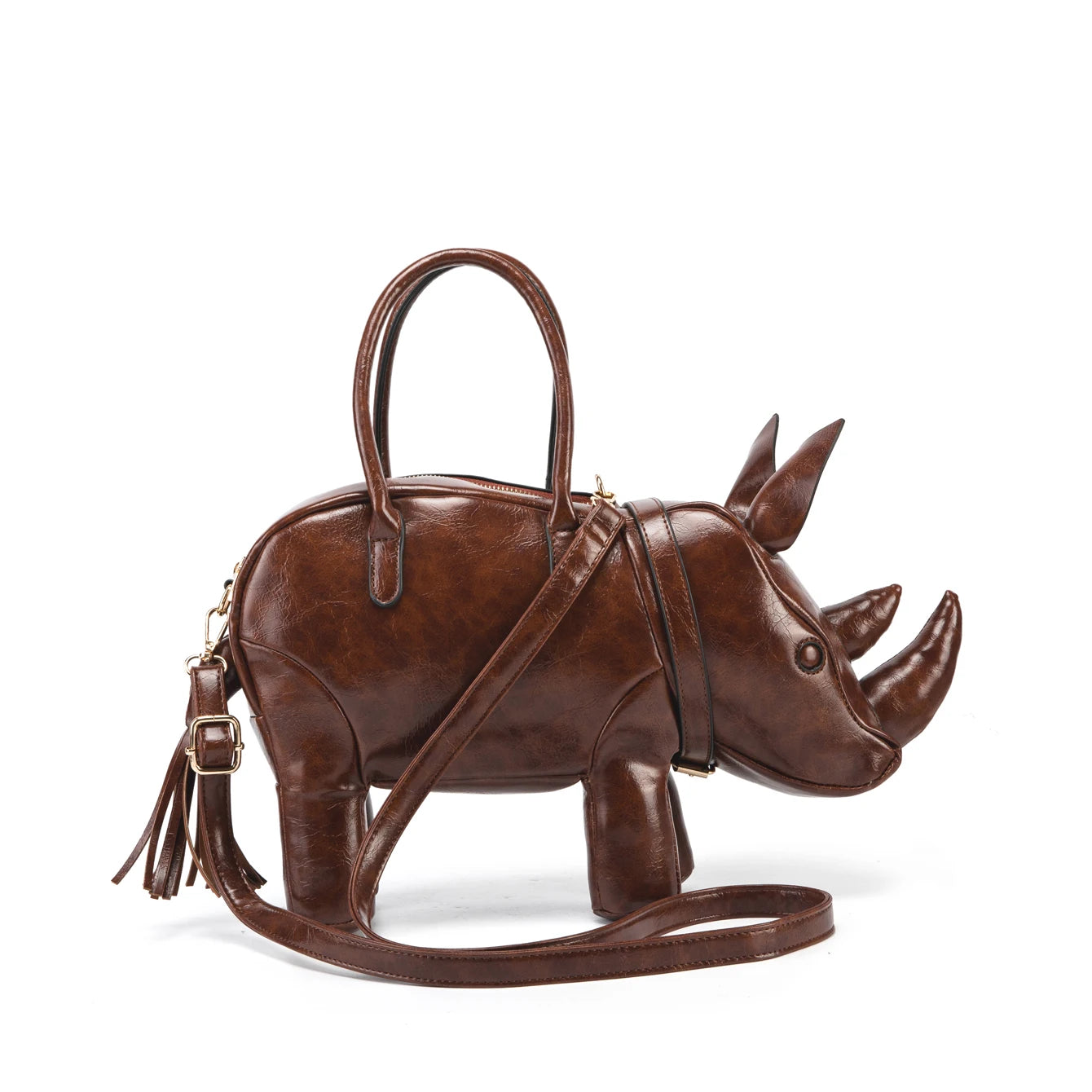 Women's Rhino-Shaped Faux Leather Shoulder Bag – All-Season Novelty Handbag, 5 Colors