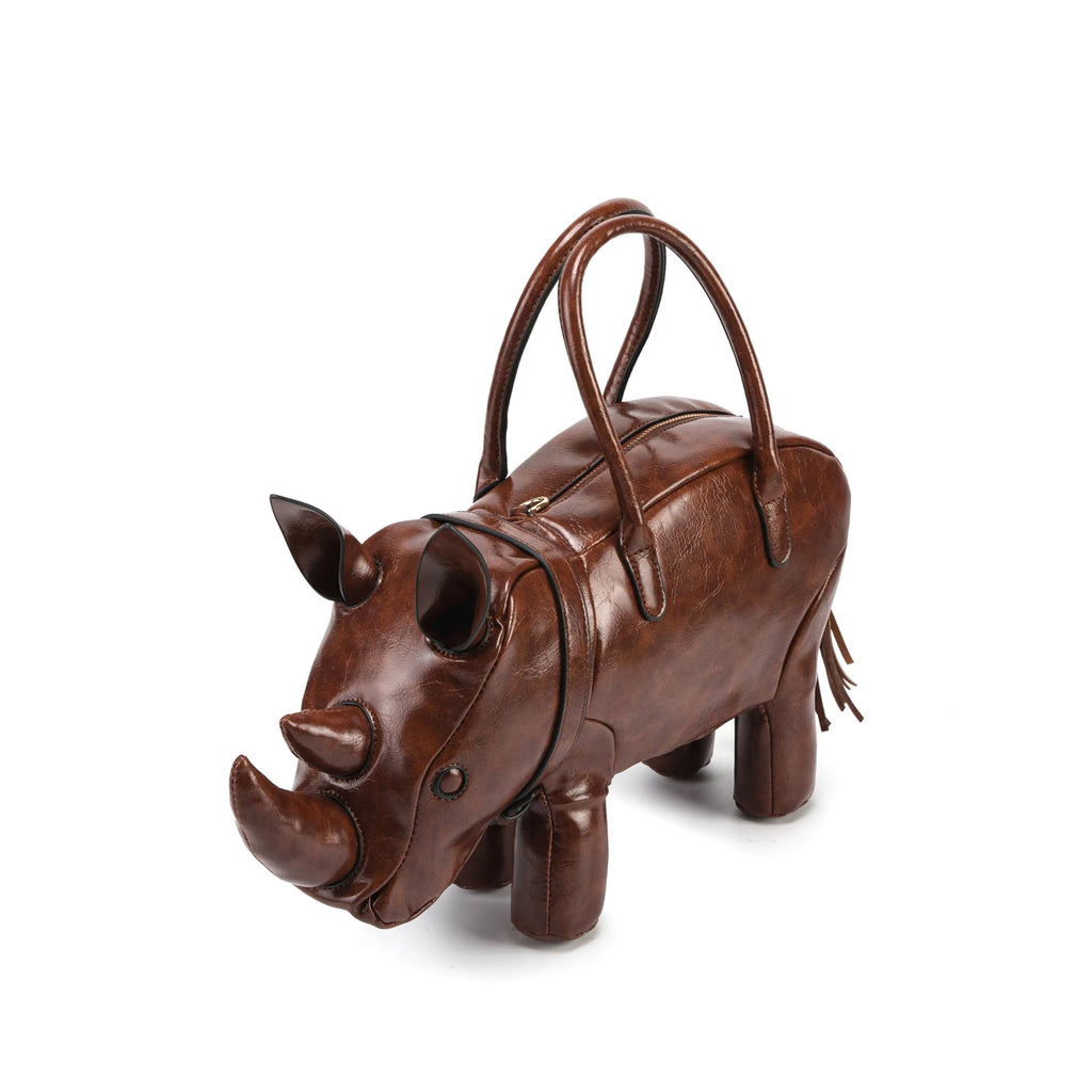 Women's Rhino-Shaped Faux Leather Shoulder Bag – All-Season Novelty Handbag, 5 Colors