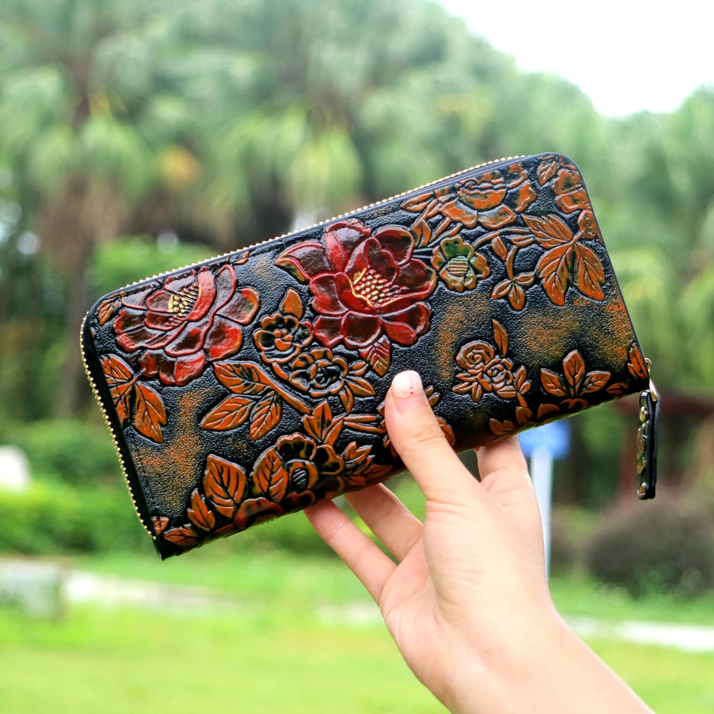 Women's Floral PU Leather Long Wallet – Large Capacity Card Holder & Coin Purse, 8 Styles