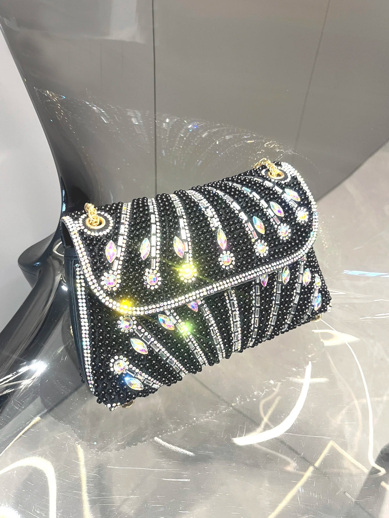 Women's Crystal Rhinestone Metallic Clutch Bag – Evening & Party, 3 Colors