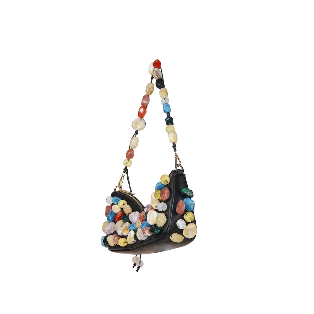 Women's PU Leather Stone Embellished Clutch Shoulder Bag – Wedding & Party, 2 Colors