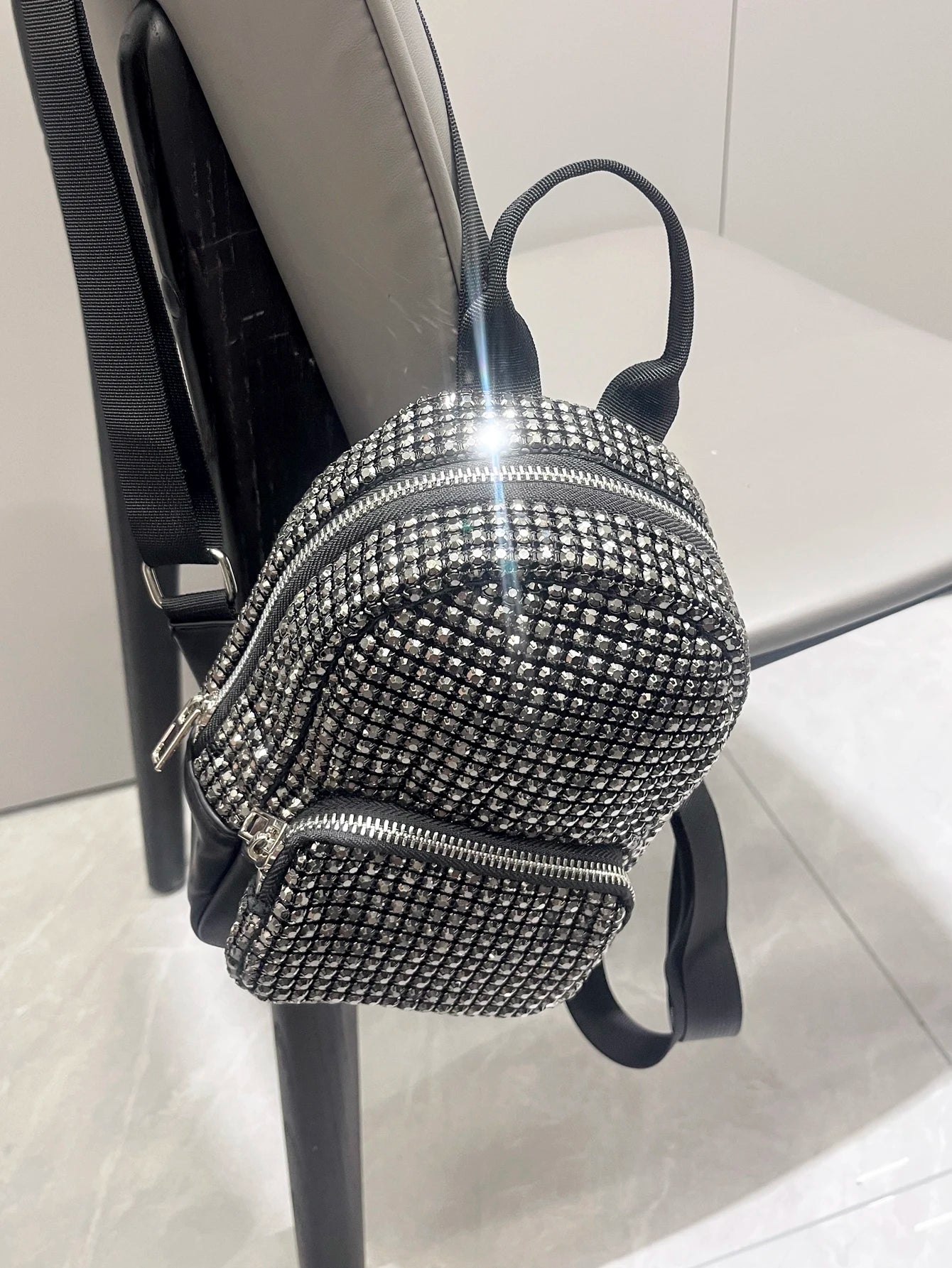 Women's Crystal Rhinestone Metallic Backpack – Mini Size, 4 Colors