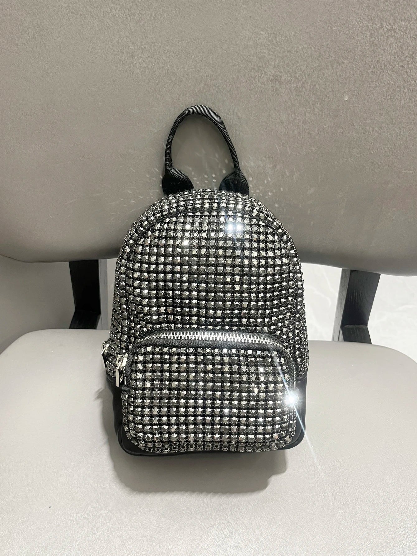 Women's Crystal Rhinestone Metallic Backpack – Mini Size, 4 Colors