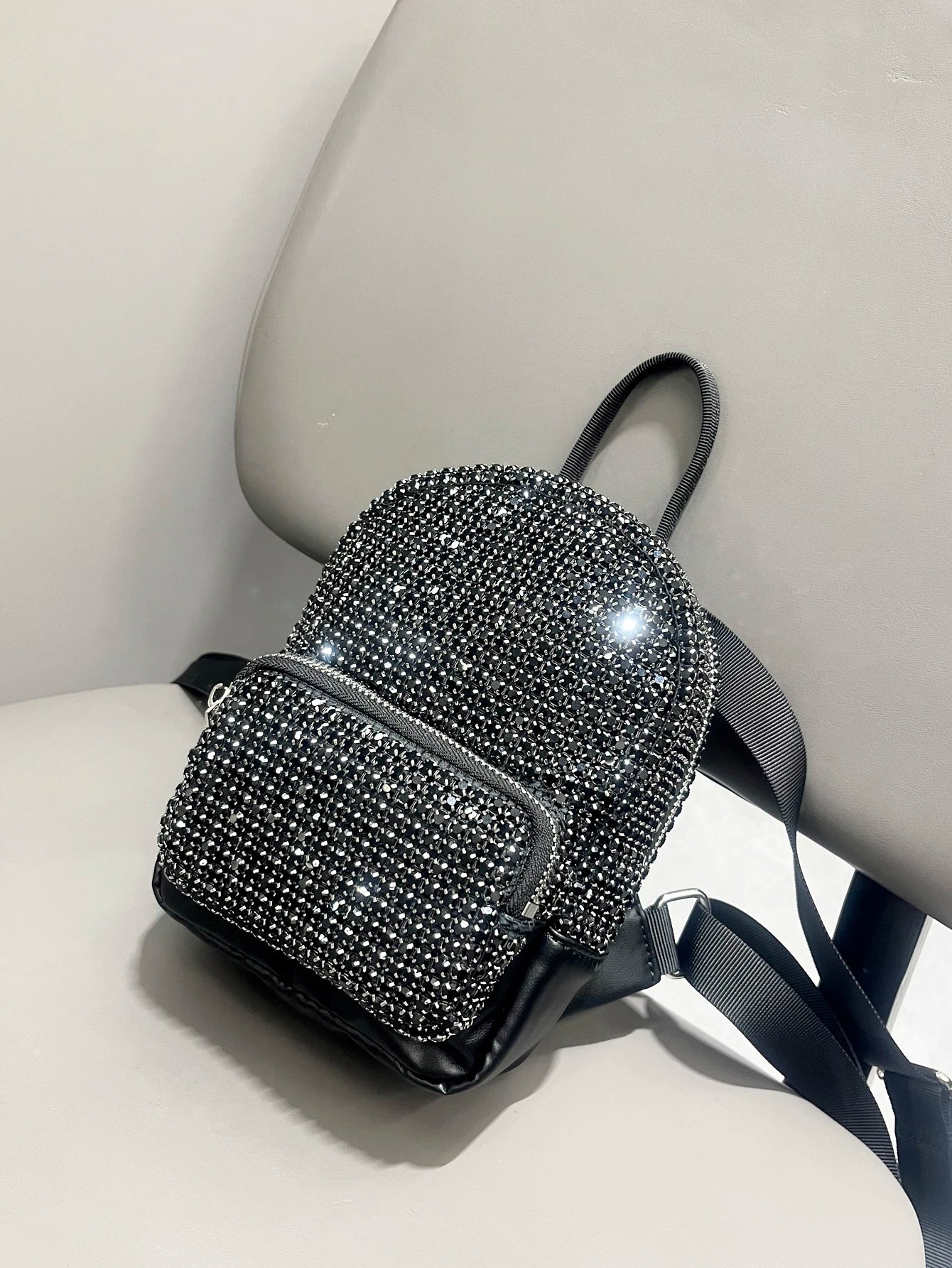 Women's Crystal Rhinestone Metallic Backpack – Mini Size, 4 Colors