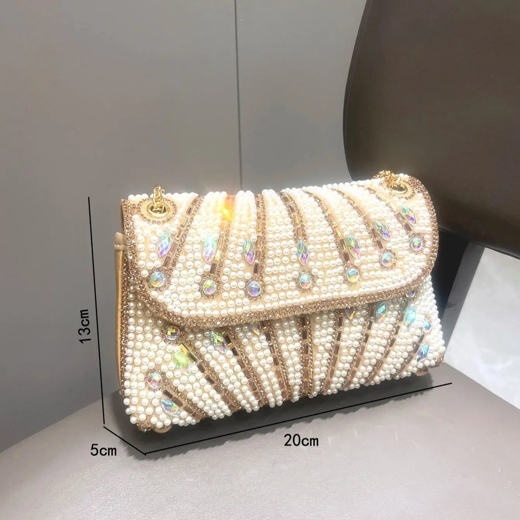 Women's Crystal Rhinestone Metallic Clutch Bag – Evening & Party, 3 Colors