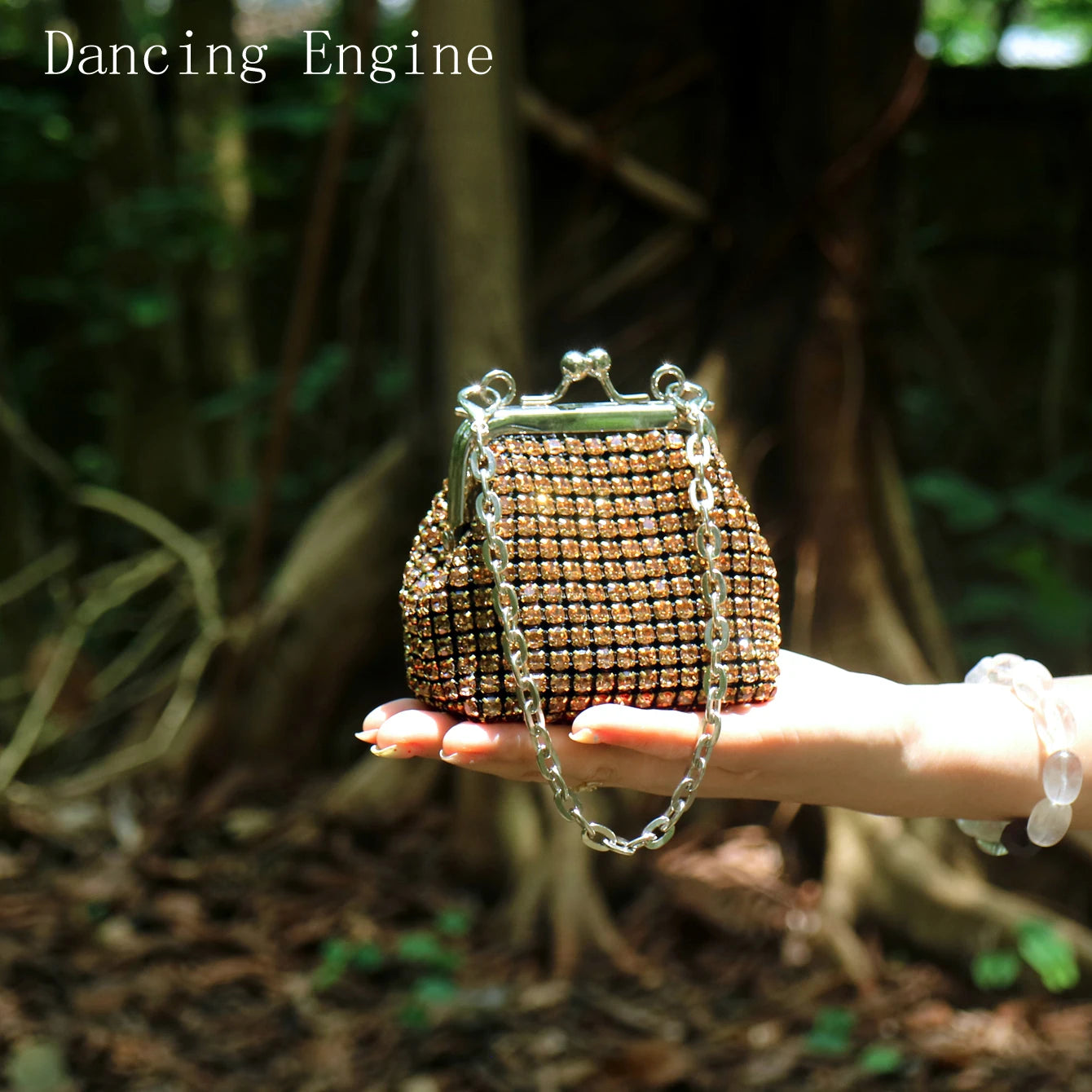 Women's Mini Rhinestone Chain Coin Purse – Card Bag, 3 Colors