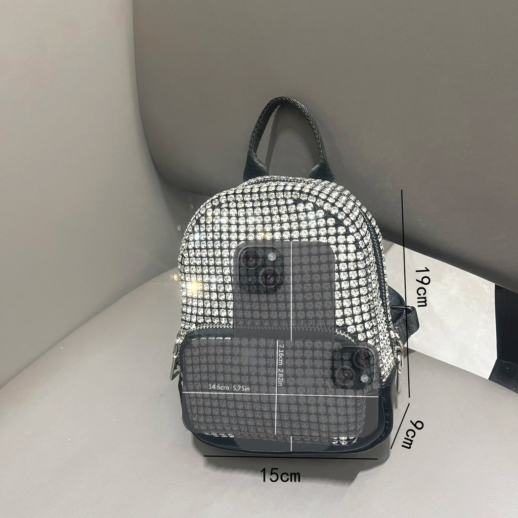 Women's Crystal Rhinestone Metallic Backpack – Mini Size, 4 Colors