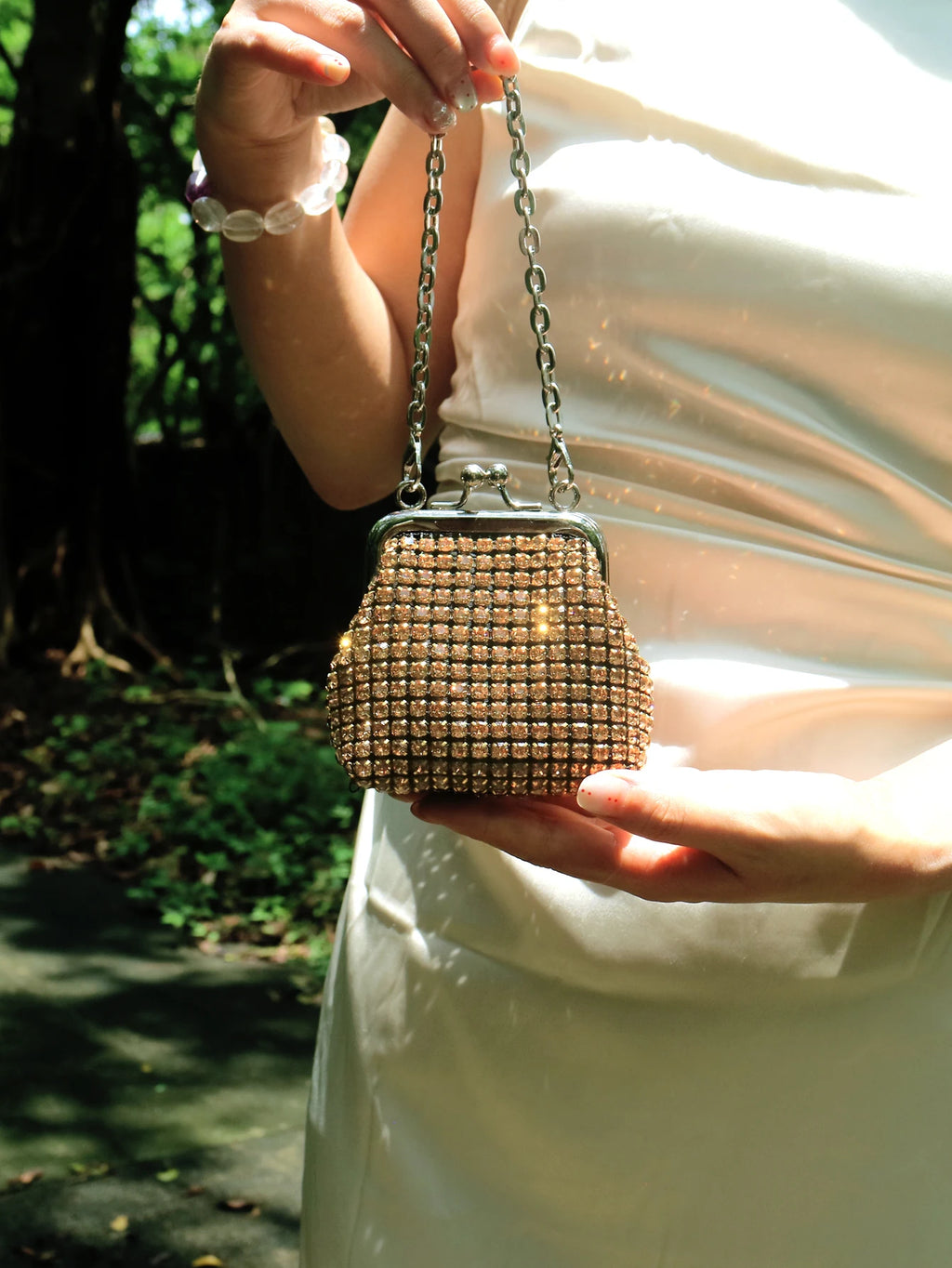 Women's Mini Rhinestone Chain Coin Purse – Card Bag, 3 Colors