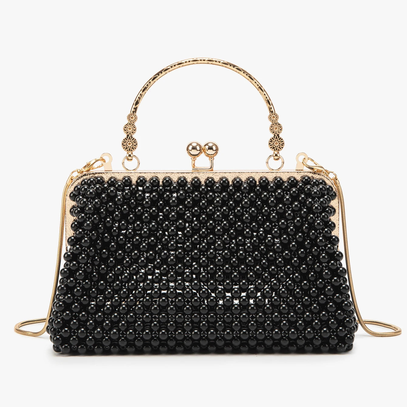 Women's Pearl Embellished ABS Frame Clutch Bag – Evening & Wedding, 6 Colors