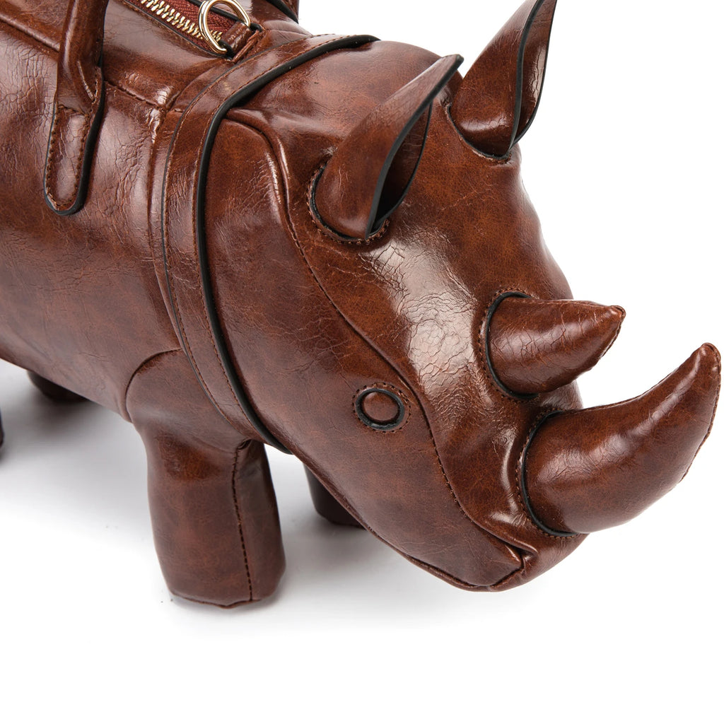 Women's Rhino-Shaped Faux Leather Shoulder Bag – All-Season Novelty Handbag, 5 Colors