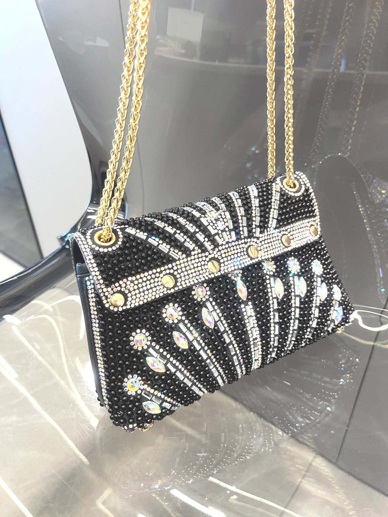 Women's Crystal Rhinestone Metallic Clutch Bag – Evening & Party, 3 Colors