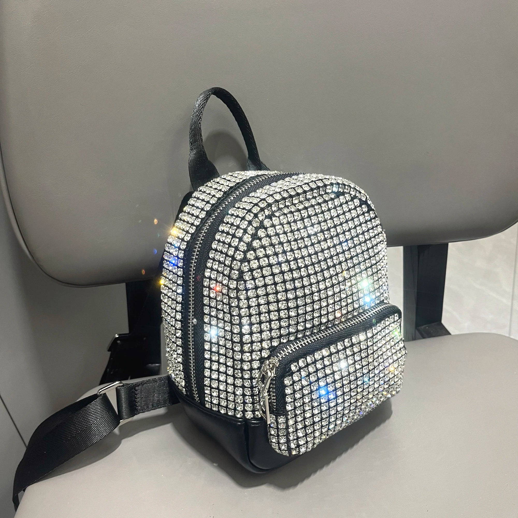 Women's Crystal Rhinestone Metallic Backpack – Mini Size, 4 Colors