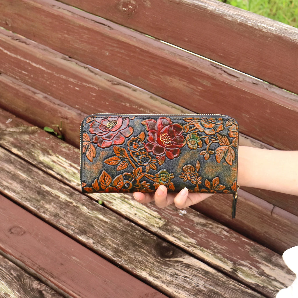 Women's Floral PU Leather Long Wallet – Large Capacity Card Holder & Coin Purse, 8 Styles