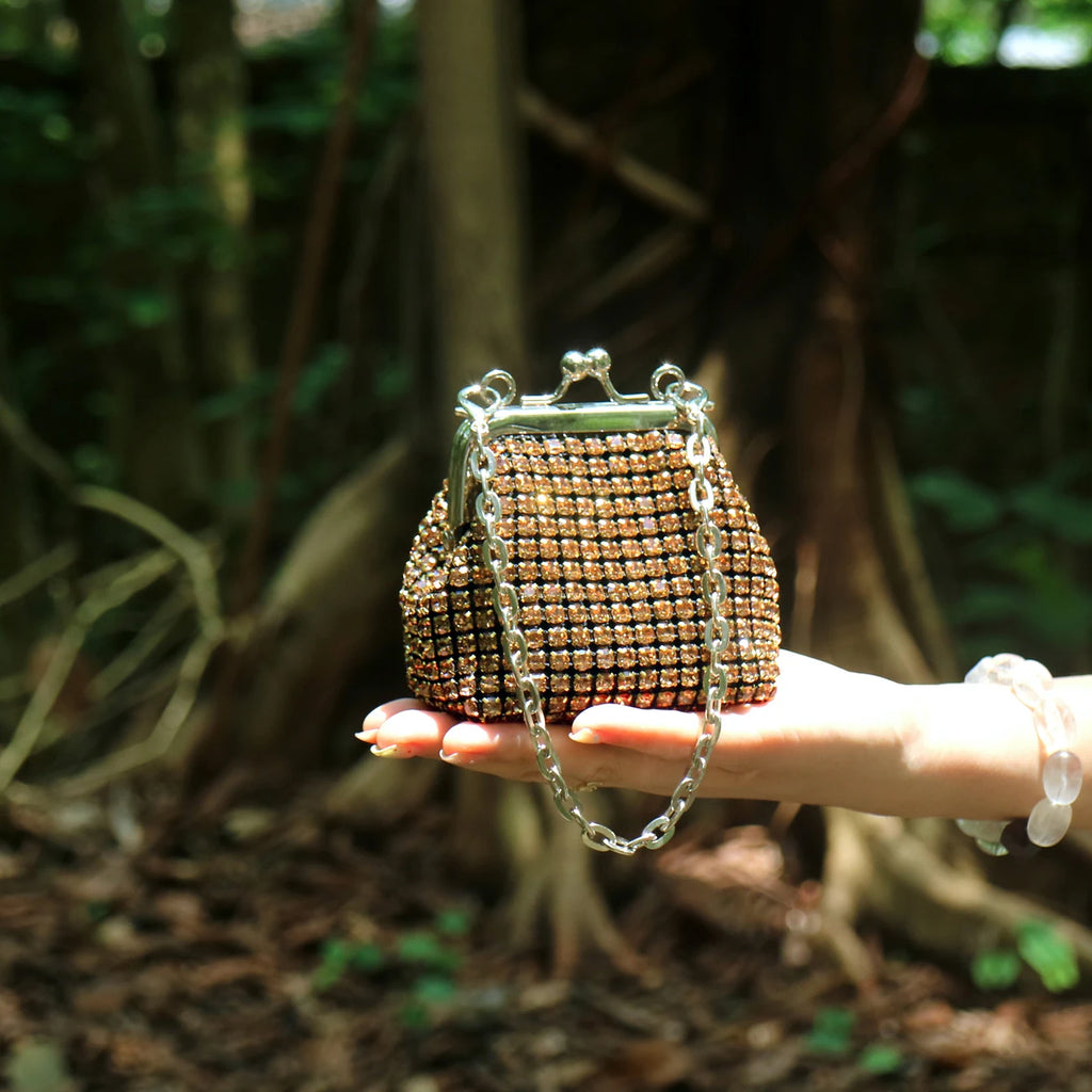 Women's Mini Rhinestone Chain Coin Purse – Card Bag, 3 Colors