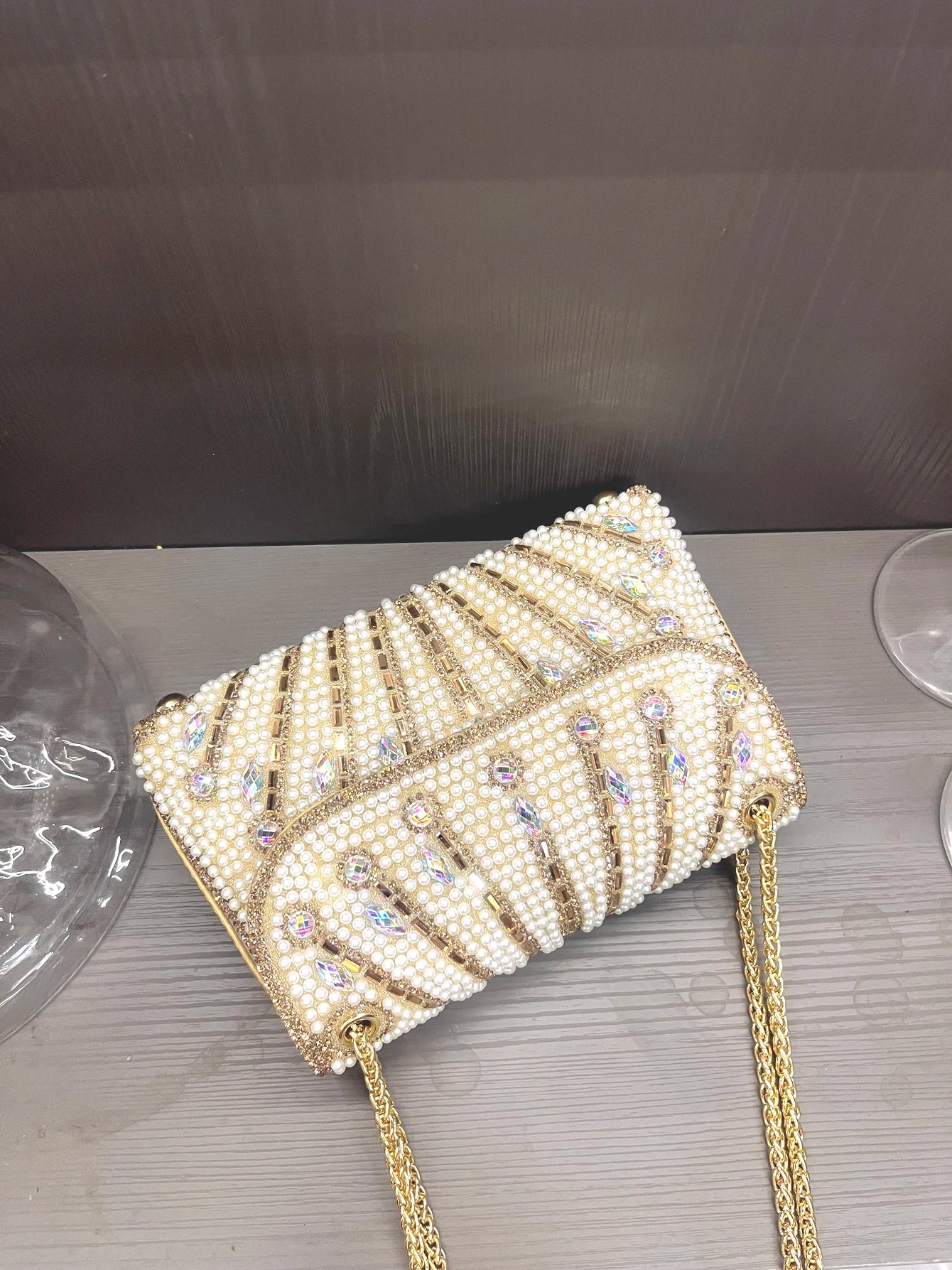 Women's Crystal Rhinestone Metallic Clutch Bag – Evening & Party, 3 Colors