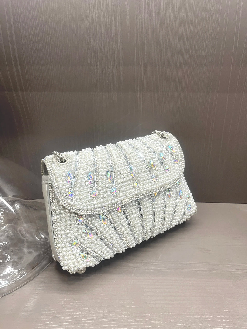 Women's Crystal Rhinestone Metallic Clutch Bag – Evening & Party, 3 Colors