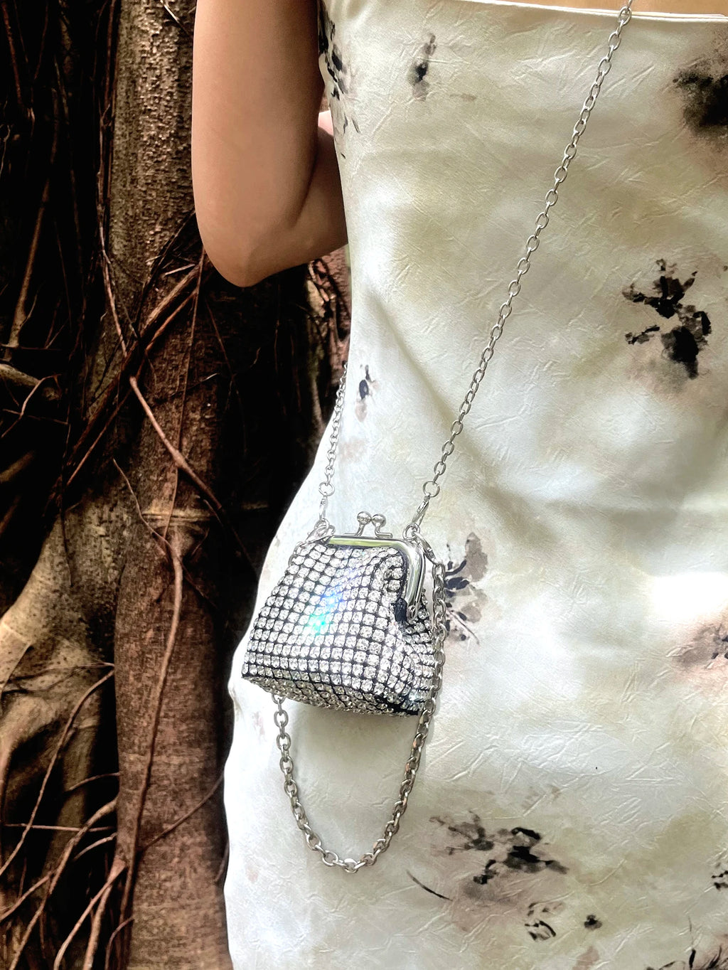 Women's Mini Rhinestone Chain Coin Purse – Card Bag, 3 Colors