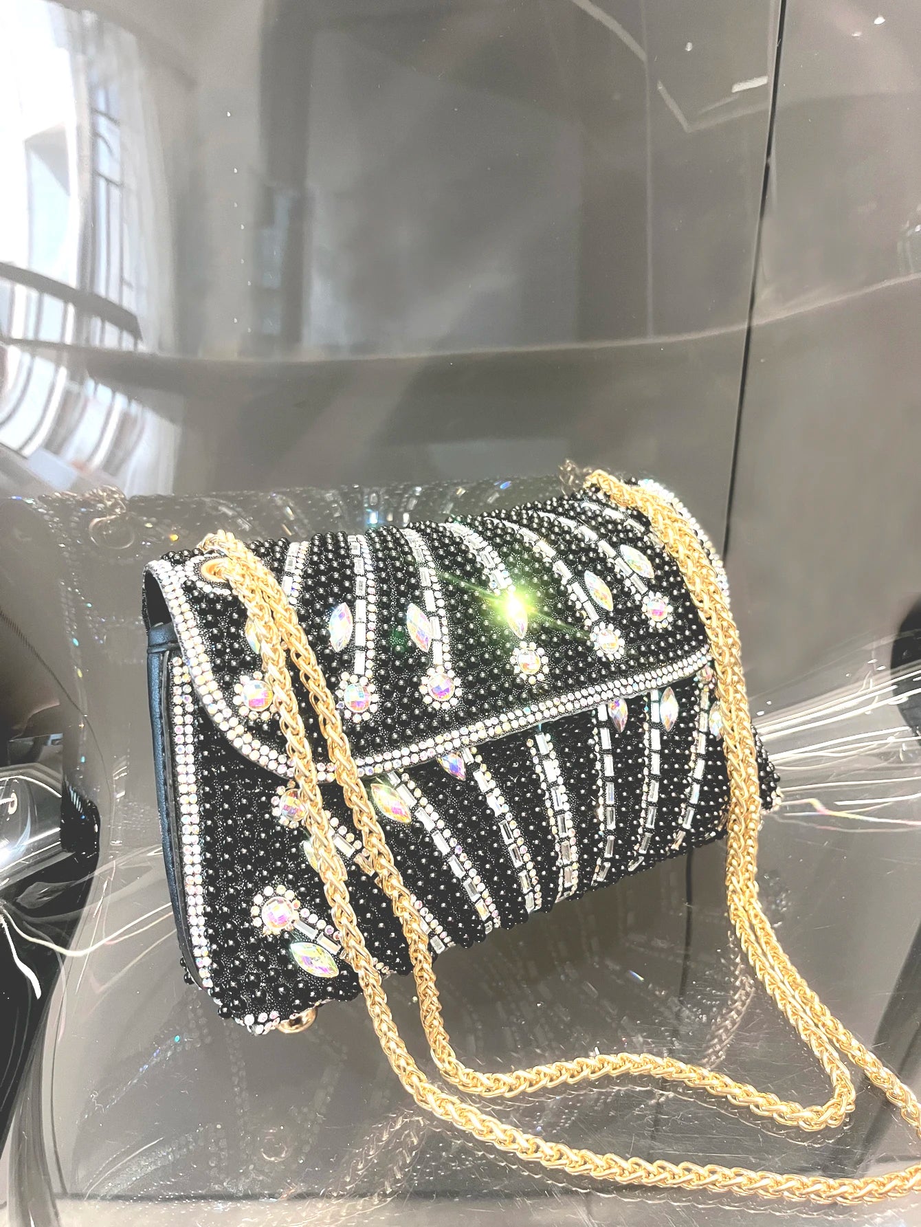 Women's Crystal Rhinestone Metallic Clutch Bag – Evening & Party, 3 Colors