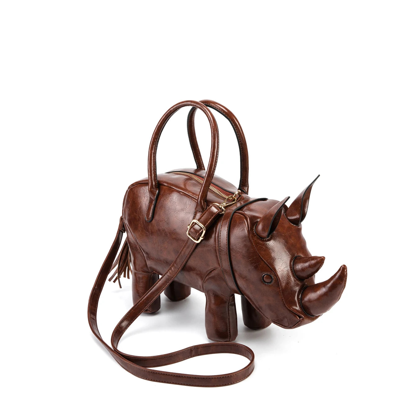 Women's Rhino-Shaped Faux Leather Shoulder Bag – All-Season Novelty Handbag, 5 Colors